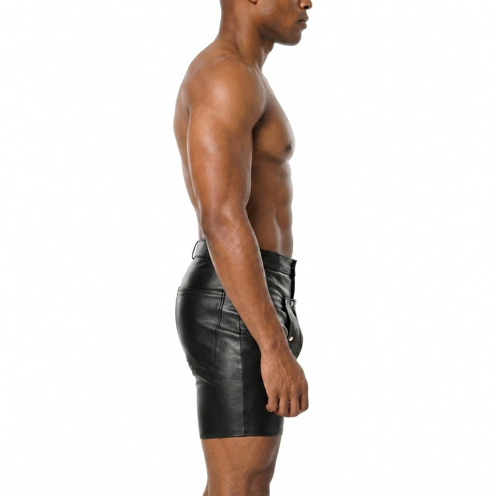 leather shorts, leather shorts bondage, leather shorts bdsm, leather gay shorts, gay leather shorts