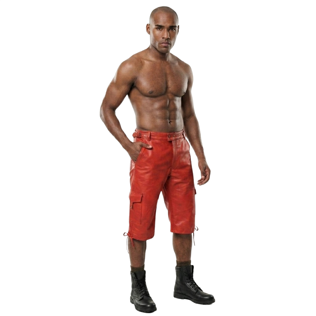 leather shorts, leather shorts bondage, leather shorts bdsm, leather gay shorts, gay leather shorts, knee length shorts
