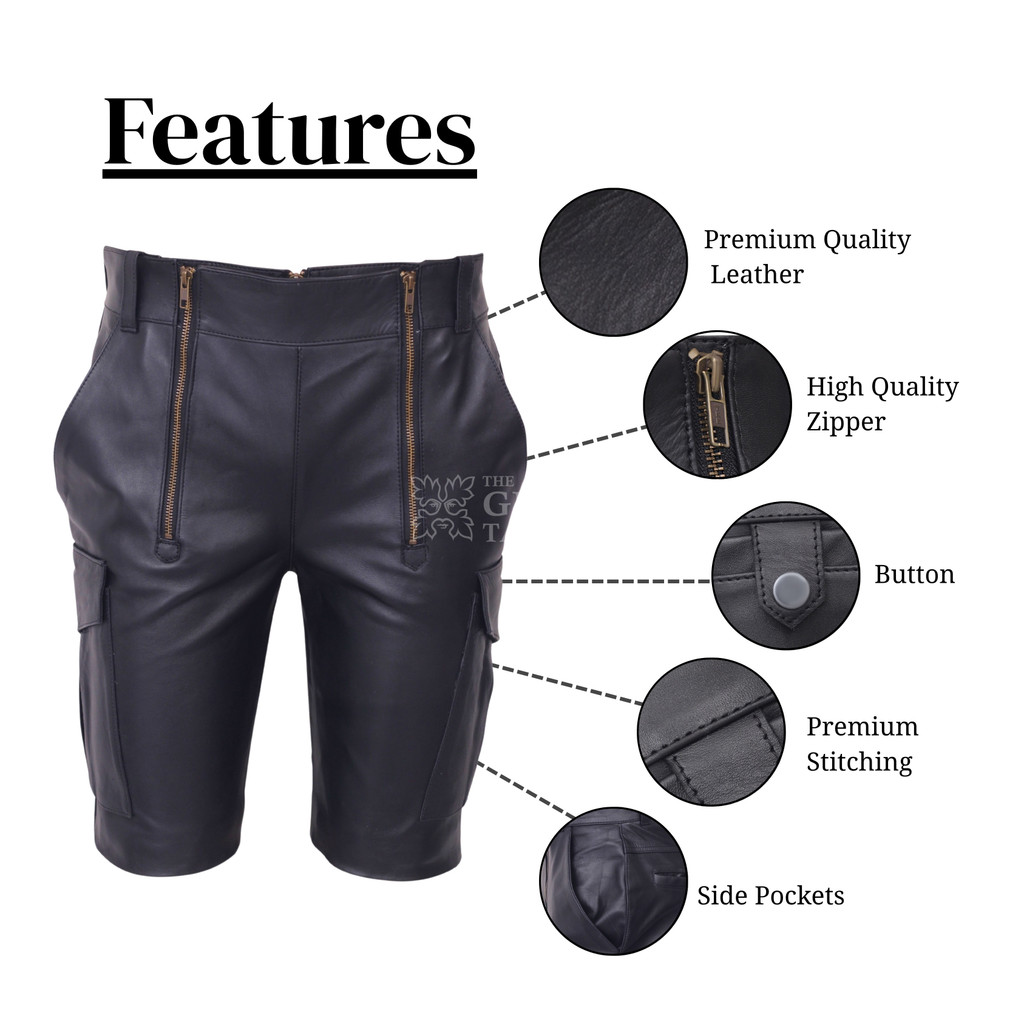 Mens Leather Cargo Shorts - Infographics