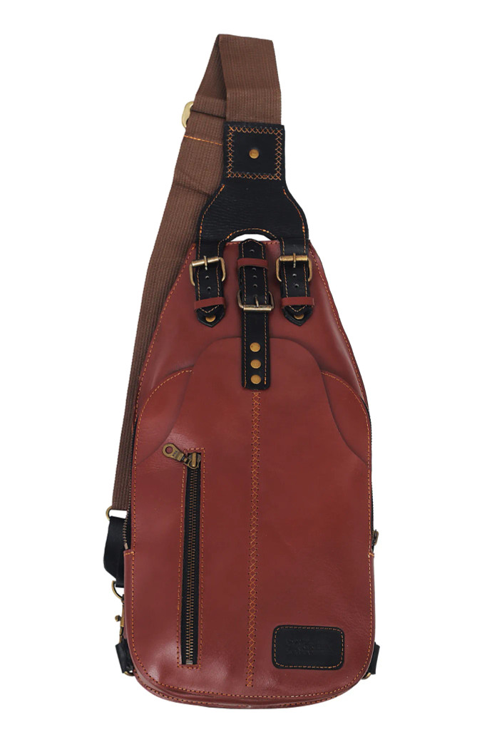 Front image of Genuine Leather Sling Bag for Men & Women