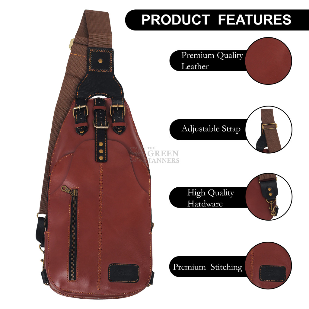 Front image of Genuine Leather Sling Bag for Men & Women