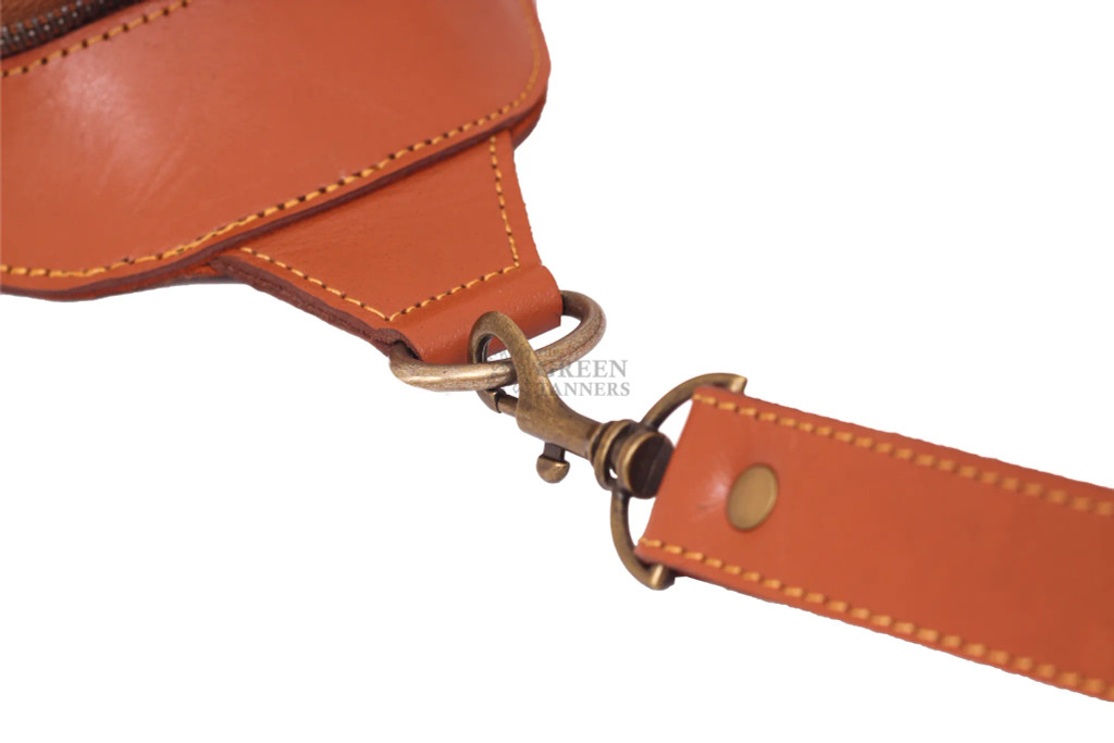 Image Model wearing leather sling bag for men Image Model wearing leather sling bag for men