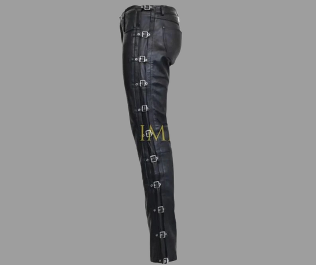 Black leather pants with studs