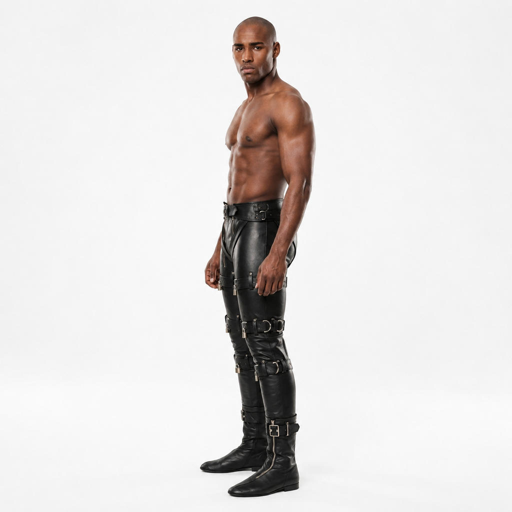 bondage pants, leather bondage pants, male bondage pants, mens bondage pants, men's bondage pants, leather pants bondage, mens leather pants, gay leather pants, leather biker pants, leather biker jeans, leather pants for bikers
