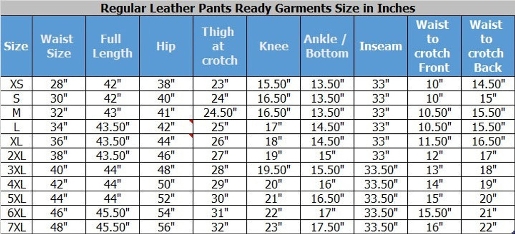 size chart