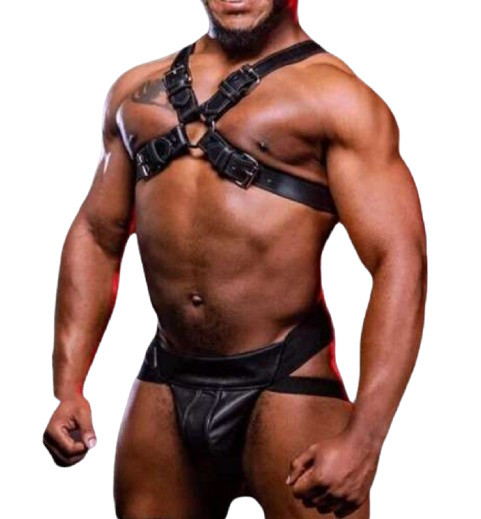 mens leather jockstrap harness, leather harness