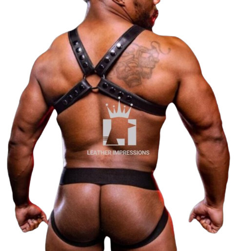 mens leather jockstrap harness, leather harness