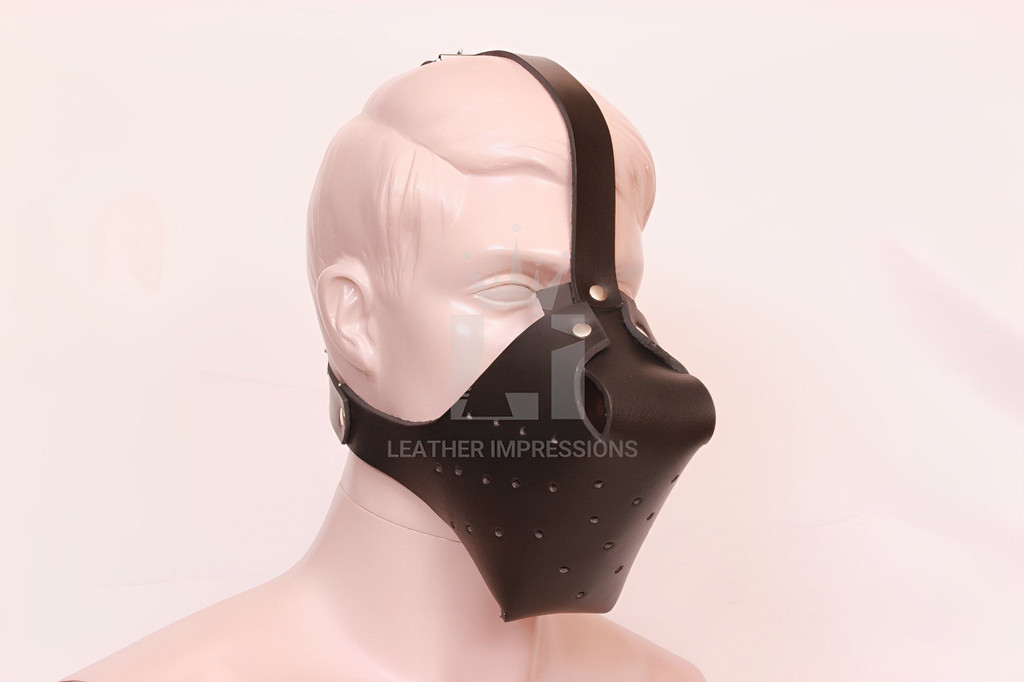 leather pet play mask, letaher puppy mask, leather BDSM mask, leather bondage mask, leather dog mask