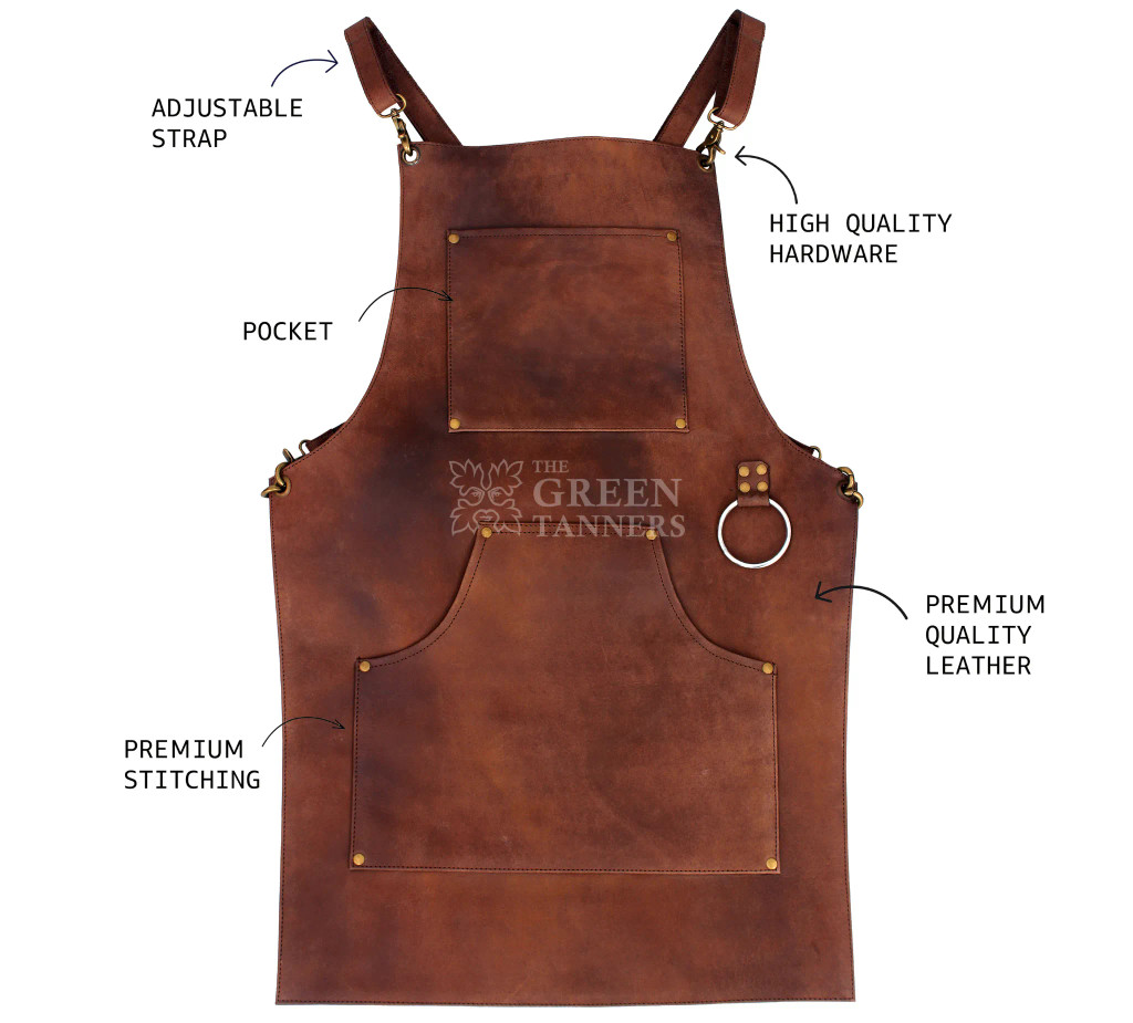 Front view of Leather Aprons For Grilling