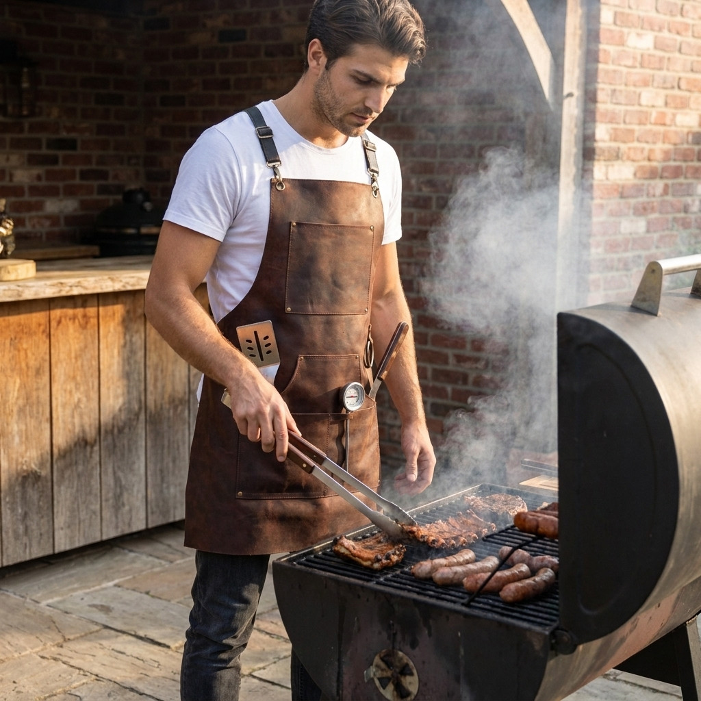leather woodwork apron, leather chef apron, leather carpenter apron