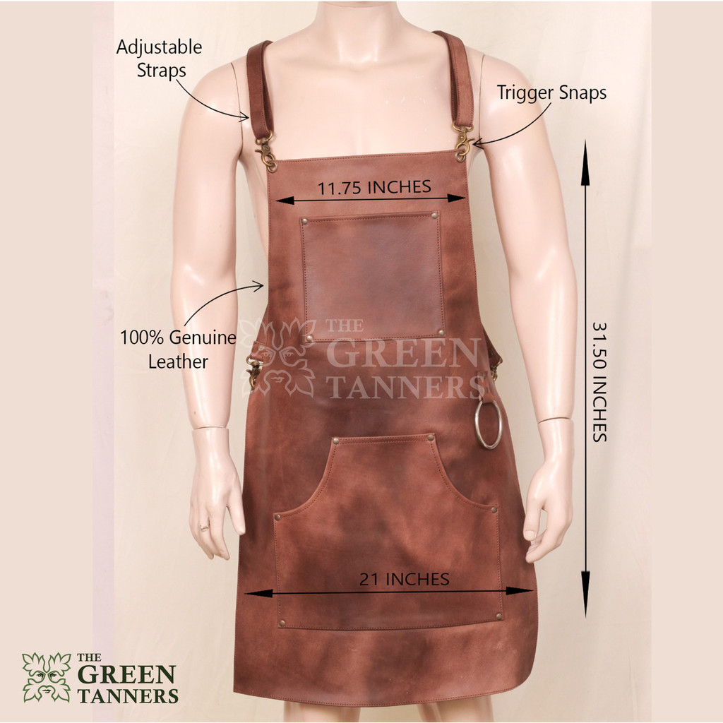 leather work apron, professional leather apron, Cross Back Leather apron, leather apron with towel strap