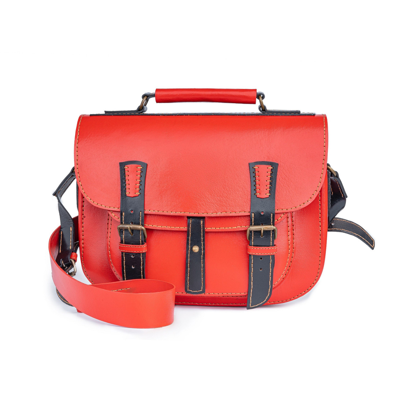 Red Leather Crossbody Bag Leather Messenger Bag