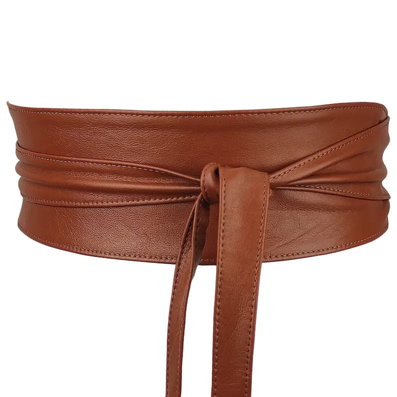 Women's Leather Bridle Wrap Belt in Brown