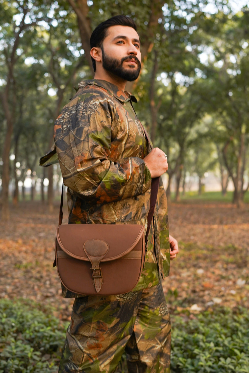 Brown Leather Shooting Bags Premium Canvas Cartridge Bags