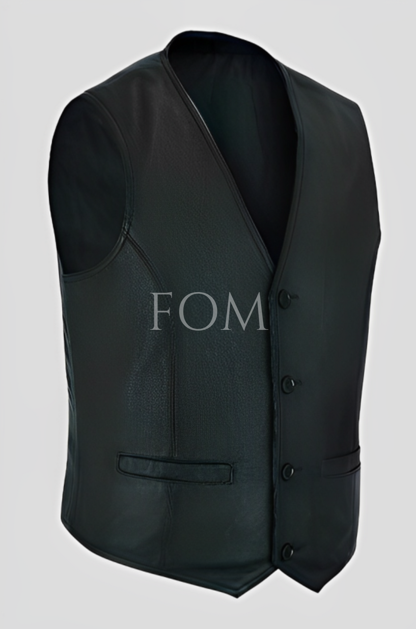 Genuine Casual Leather Biker Vest for Mens