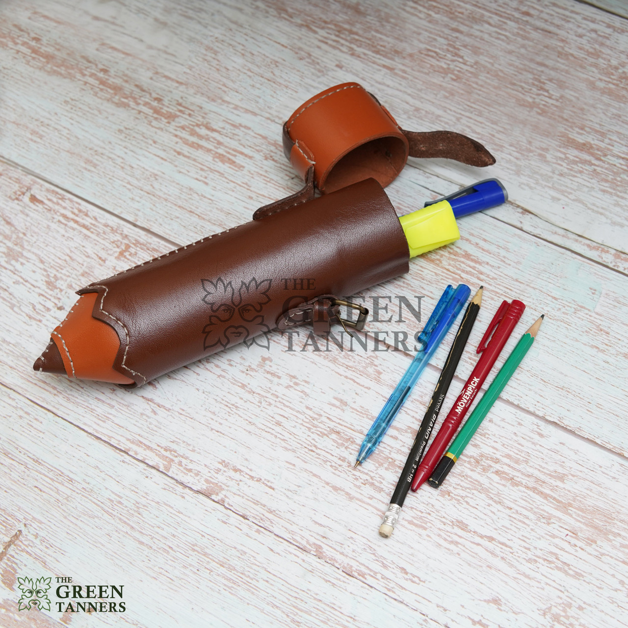 Fountain Pen Holder Case Hard Leather Pencil Case Zipper Pen Case
