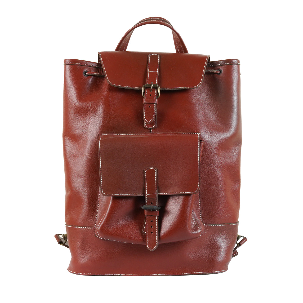 Leather bucket shop backpack