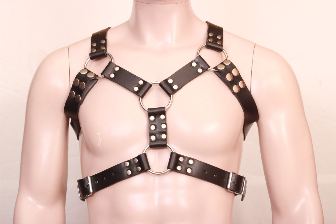 US Mens Leather Chest Body Harness Straps Gay ClubwearBDSM Punk