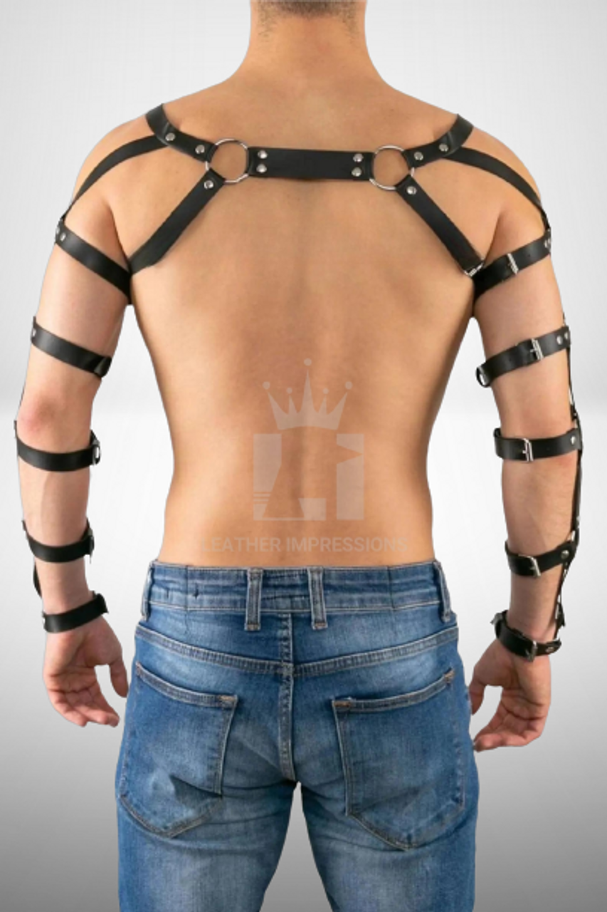 Goobester Leather Chest Harness Men Adjustable Body Bondage