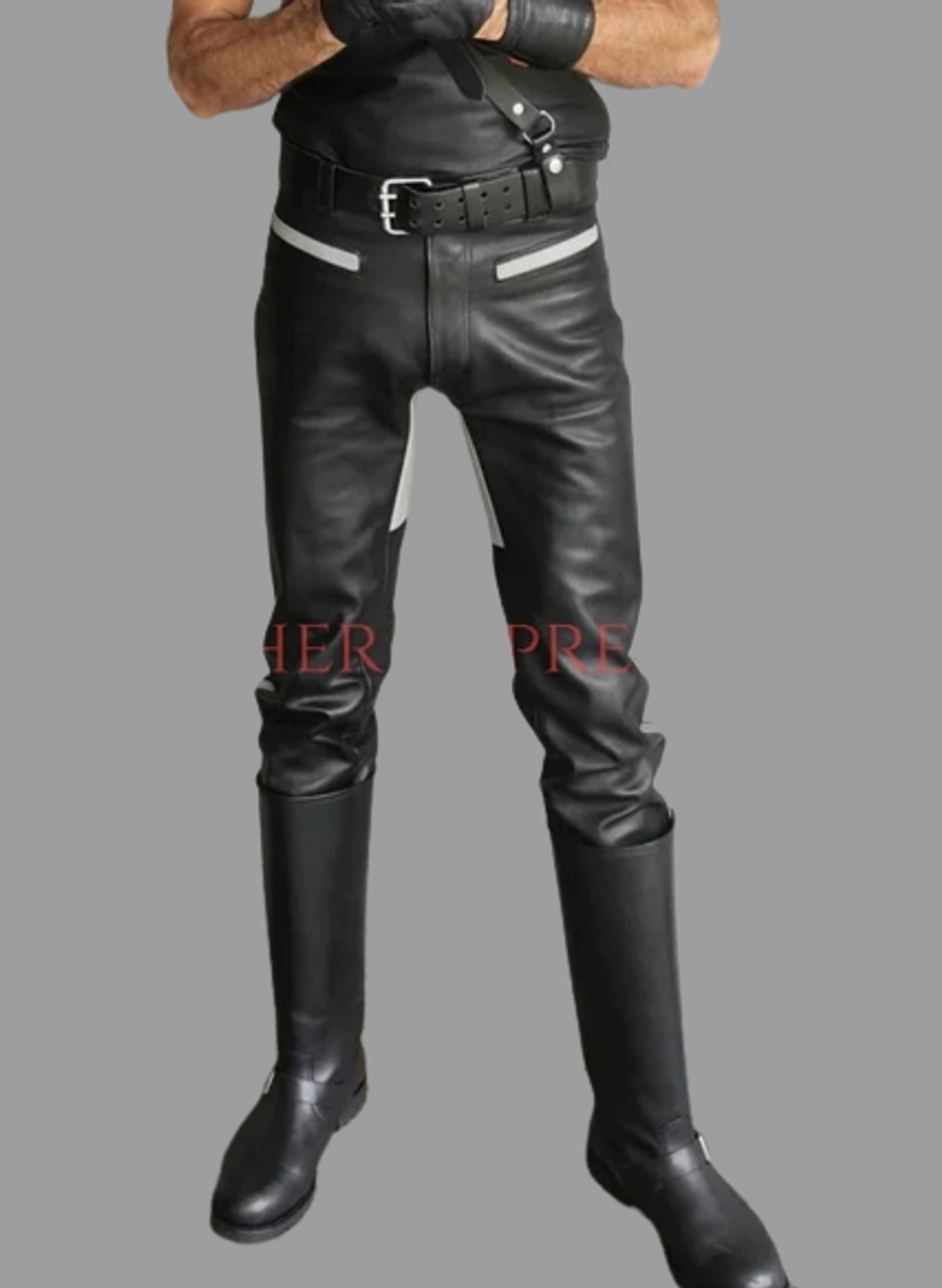 MENS PU LEATHER Pant Jeans Steampunk Retro Motorbike Pants Trousers Gothic  Pants £30.59 - PicClick UK