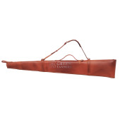 leather shotgun slip case with flap closure and buckle fastening