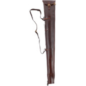 leather shotgun slip case with flap closure and buckle fastening