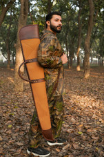 Tan and Brown Leather Shotgun Case, Canvas Leather Rifle Case