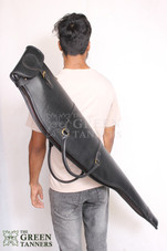 Black Leather Rifle Case, Leather Rifle Case with Flap, leather shotgun case