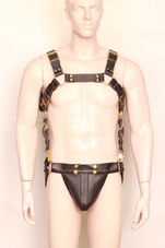 leather jock harness, leather harness