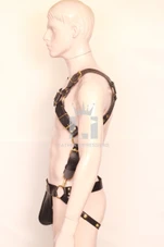 leather jock harness, leather harness