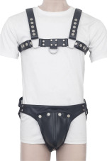 leather harness with jockstrap, leather jockstrap