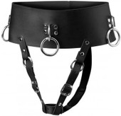 leather forceful orgasm belt, leather orgasm belt, leather belt