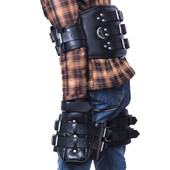 Exclusive Black Leather Bondage Waist Restraints Belt - Side View Exclusive Black Leather Bondage Waist Restraints Belt - Side View