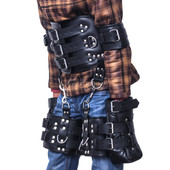 Exclusive Black Leather Bondage Waist Restraints Belt - Side Angle Exclusive Black Leather Bondage Waist Restraints Belt - Side Angle