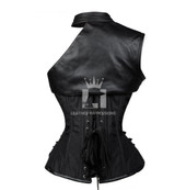 leather corset, black leather corset, over bust corset