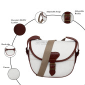Cream Canvas Leather Cartridge Bag