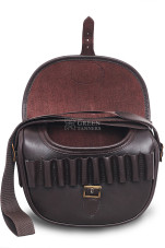 leather cartridge bag, leather shooting bag, shotgun shell holder