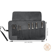 Classic Black Knife Roll, Leather Tool Bag