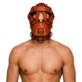 leather face muzzle, leather bdsm muzzle, leather head harness, leather muzzle