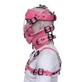 leather face muzzle, leather bdsm muzzle, leather head harness, leather harness, leather harness gag, leather muzzle gag