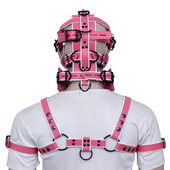 Back image of model wear  Handmade Leather Harness and Muzzle Gag Back image of model wear  Handmade Leather Harness and Muzzle Gag