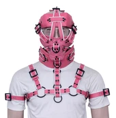 leather face muzzle, leather bdsm muzzle, leather head harness, leather harness, leather harness gag, leather muzzle gag