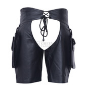 Trendy Gay Assless Leather Shorts - Back Image