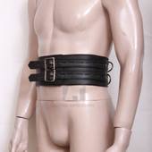 leather waist restraint belt, leather waist belt, black restraint belts