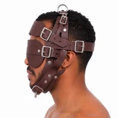 leather face muzzle, leather bdsm muzzle, leather head harness, leather muzzle, leather harness