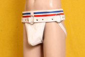 mens leather jockstrap, leather jockstrap, white leather jockstrap, gay jockstrap, bdsm jockstrap