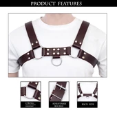 leather harness, leather bondage harness, leather harness with buckles, leather gay mens harness