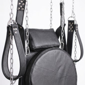 black genuine leather bondage sex sling