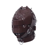 leather bondage hood, leather bdsm hood, leather bondage mask, leather hood
