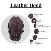 leather bondage hood, leather bdsm hood, leather bondage mask, leather hood